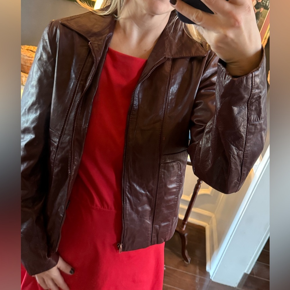 Vintage Burgundy Leather Jacket